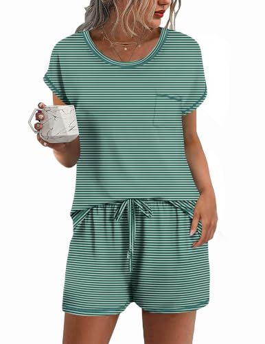 Image of Ekouaer Womens Pajama Sets 2 Piece Pjs Short Sleeve Top and Shorts