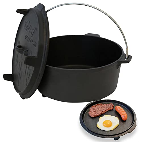 Keleday Dutch Oven 8 Quart Cast Iron Dutch Oven With Lid For Outdoors And Indoor Use Pre-Seasoned Camping Cookware Pot With Lid Large Dutch Oven For Frying Griddling Stewing #TOP3