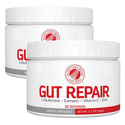Silver Fern Gut Repair - Digestive Health Supplement Powder - L-Glutamine, Curcumin, Zinc & Ascorbic Acid (2 Tubs - 60 Servings)
