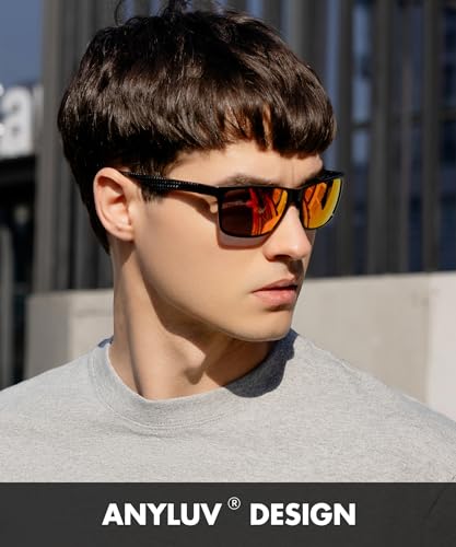 Image of ANYLUV Polarized Sunglasses for Men Rectangular Classic Al-Mg Metal Frame Sun Glasses Mens Sunglasses with UV Protection
