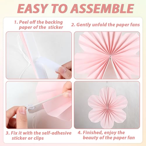 Image of Justforjoyful 9PCS Pastel Paper Flowers Decorations Pastel Paper Fans Floral Backdrop Decor 3D Tissue Flowers Decorations for Classroom Wall Room Bulletin Board Birthday Supplies