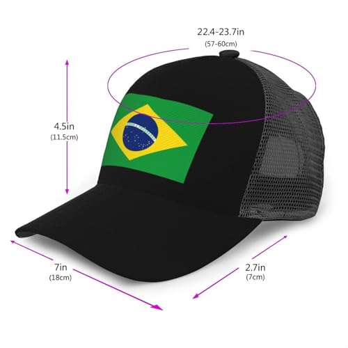 Flag of Brazil Mesh Baseball Cap - Classic Adjustable Peak Cap, Trucker Hat for Men & Women3