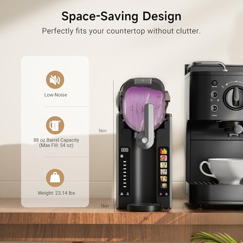 REVOTIO Slushie Machine for Home, 88 oz Slushy Machine, No Ice Needed Frozen Drink Maker with 6 Presets, Quiet, Auto-Clean, LED Display, Black, Perfect for Margaritas, Frappés, Milkshakes and More