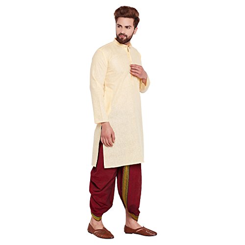 Image of SOJANYA (Since 1958 Men's Brown and Black Cotton Dhoti Kurta Set
