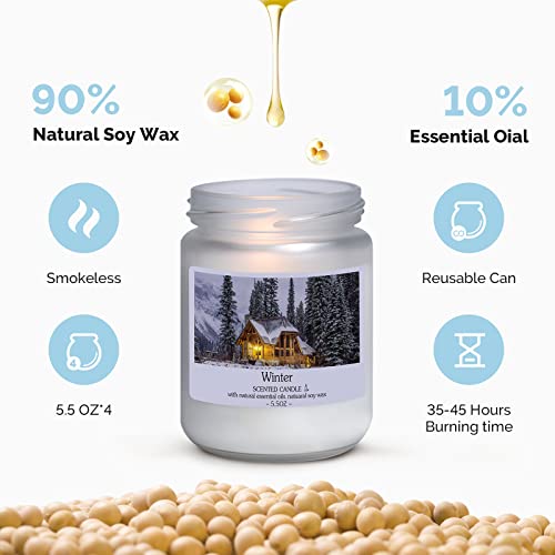 Melodysusie Candles For Home Scented, Candles For Home Spa Manicure,4 Pack Natural Soy Wax Blend Essential Oil Candle Gifts For Women And Men, Home Air Fresh And Relaxation(Winter Fragrance) #TOP2