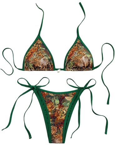 Image of BYFINECANY Women's Floral Printed Bathing Suit Halter Paisley Summer Swimsuit Bikinis Set
