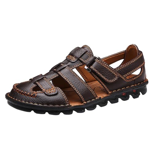 Sandales d'été pour homme en cuir véritable pour une marche confortable