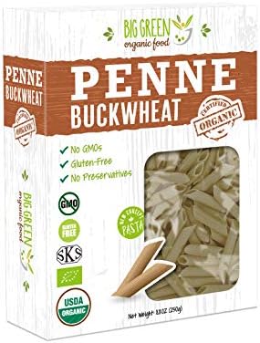 Big Green Organic Food- Organic Buckwheat Penne, 8.8oz, 100% buckwheat, Gluten-Free, Non-GMO, Vegan (1)