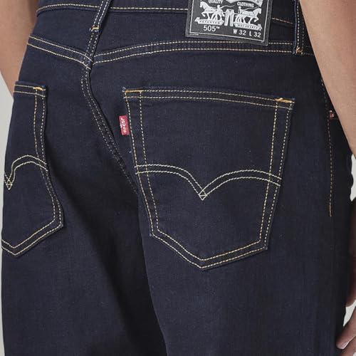 Image of Levi's Men's 505 Dark Indigo Straight Fit Mid-Rise Jeans