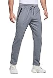 ZOXOZ Jogginghose Herren Baumwolle Trainingshose Männer Sporthose Herren Lang Fitness Hosen Herren mit Reißverschlusstaschen Grau L