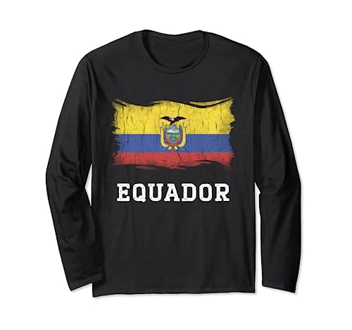 Camisa retro de la bandera de Ecuador con gráfico grunge ecuatoriano vintage Manga Larga