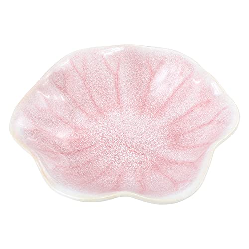 Holibanna Ceramic Seasoning Dish Lotus Leaf Shaped Sauce Condiment Sushi Soy Dipping Bowl Pink Snack Serving Dish for Wedding Jewelry Holder Dresser Display Plate