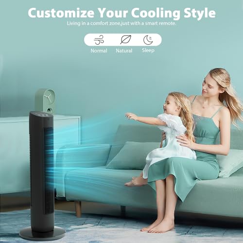 Antarctic Star Tower Fan 85°Oscillating Quiet Cooling 15H Timer Remote Control Powerful Standing 3 Wind Speed 3 Wind Modes LED Display Bladeless Portable LED Display,Bedroom Office, Black by Antarctic Star - Image 2