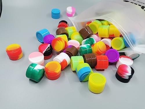 Thufans 2ML Silicone Containers 100pcs Non-Stick Wax Containers Multi Use Storage Jars Oil Concentrate Bottles Assorted Colors