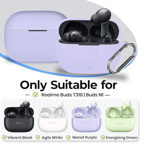 Image of Soft Silicone Case Cover for Realme Buds T310 | Buds N1 -Monet Purple