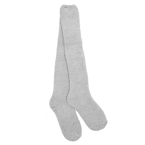 Image of BambooMN Women's Fuzzy Knee High Socks - Polka Dots and Solid Colors - 2 Sizes - 1 Pair Pack