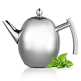 Stainless Steel Teapot Set - 1L Metal Teapot with Filter, Mirror Polished Silver, Suitable for Restaurants, Conference Rooms, Living Room