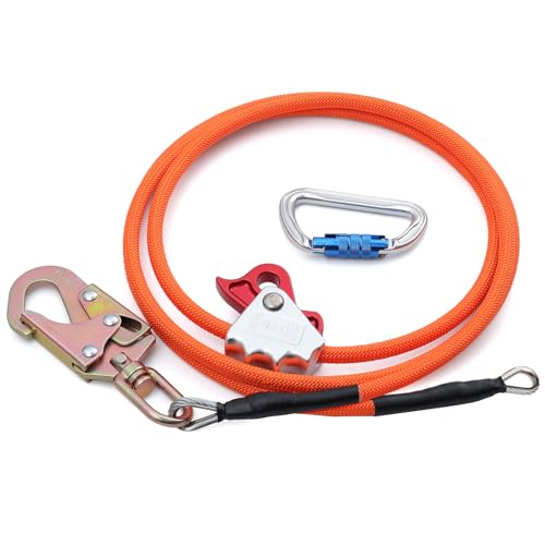 Image of Steel Wire Core Flip Line Kit 1 /2 inch X 10ft Arborist Equipment,Adjustable Lanyard Steel Core Tree Climbing Positioning Lanyard for Fall Protection Climbers Tree Climbers