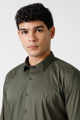 Image of Van Heusen Formal Slim Fit Shirt for Men | Solid | High Stretch Cotton Lycra | Full Sleeves | Ease of Movement