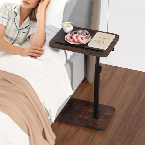 Image of 360 Swivel Adjustable Height Sofa Side TV Tray Table