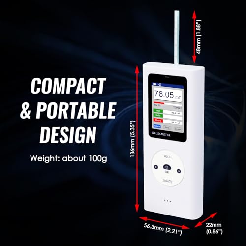 Medidor digital de Gauss Tesla profesional de 0-2500 mT recargable 5