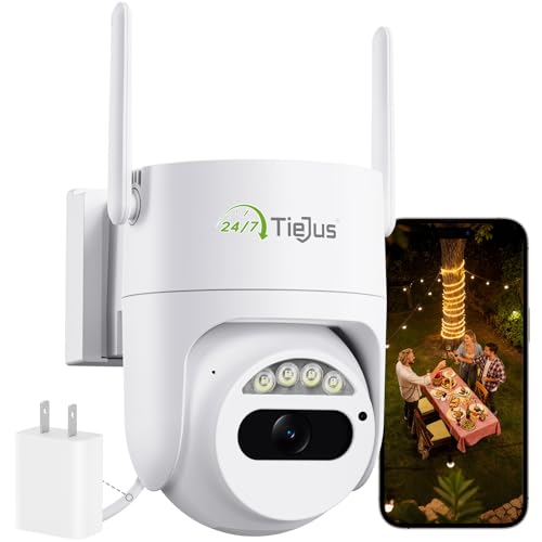 TIEJUS 2K Wired Security Camera Outdoor 24/7 Recording