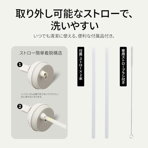 BOTTLE BOTTLE 水筒 1リットル 大容量 1000ml ストロー付き ライトグレー の商品画像 4