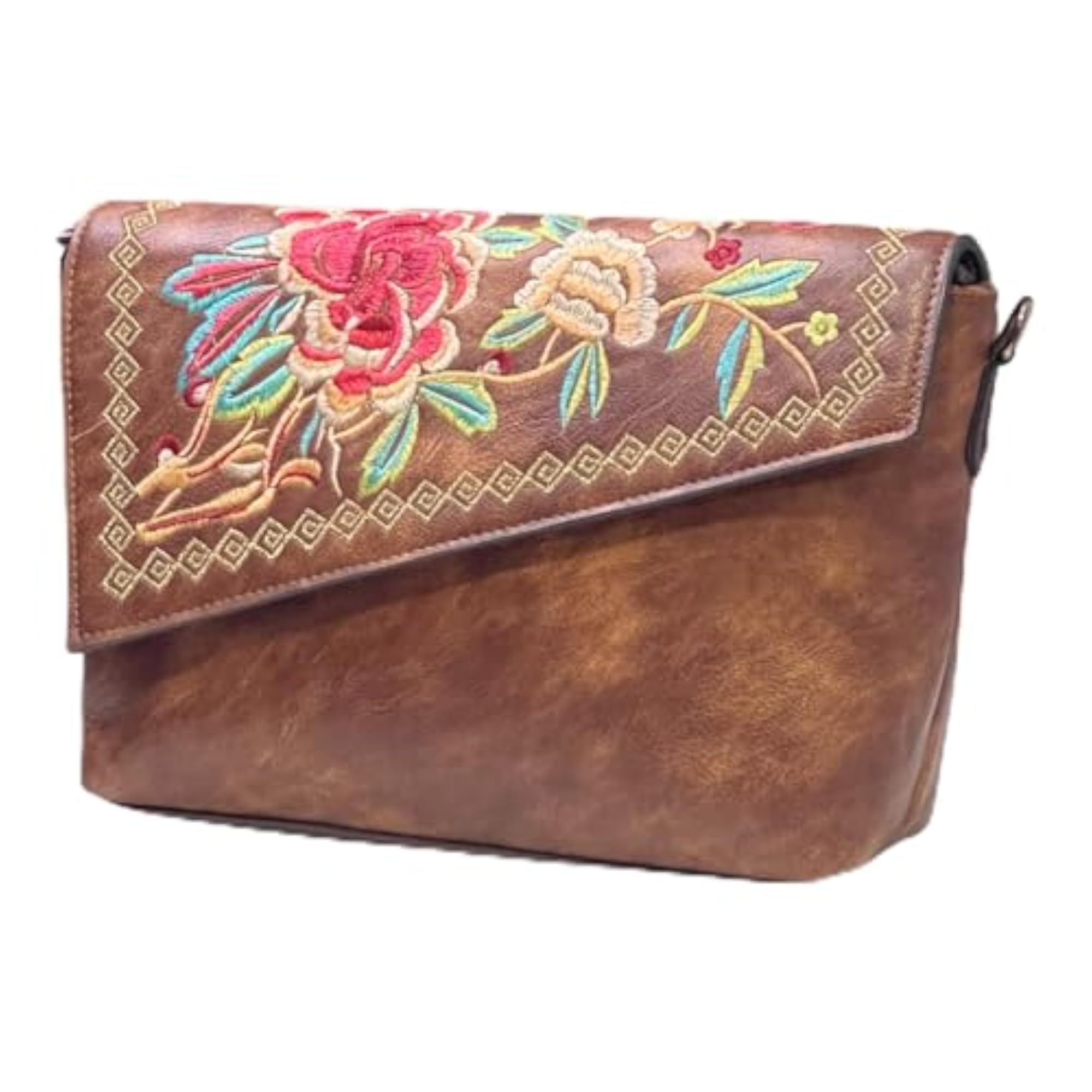 PU Leather Embroidery Crossbody Bag for Women, Elegant Handbag
