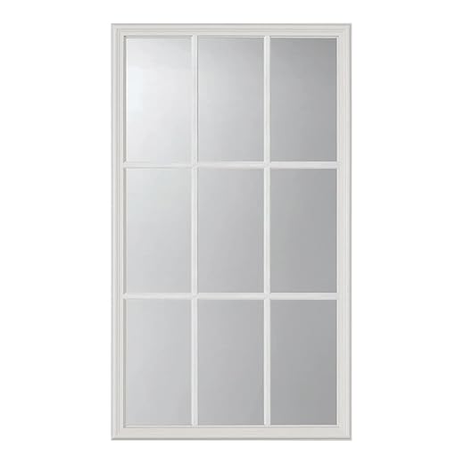 ODL Entry Door Glass Replacement for Home Improvement - 24" x 38" Exterior or Front Door Inserts Glass Kit with Energy Efficient Low-E Double Pane Tempered Glass - White Frame External 9 Grid Pattern