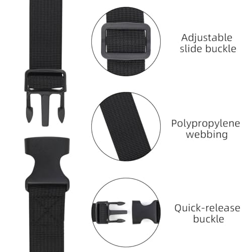 Image of 4 Pack Adjustable Straps for Luggage, Travel Suitcase, Backpack - Packing Belt With Quick Release Buckle (Black)