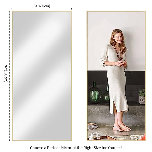 Koonmi 76 Inchx34 Inch Mirror Full Length, Gold Oversized Full Length Mirror, Bedroom Floor Body Mirror With Stand thumb #6
