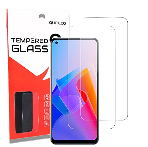 QUITECO Verre trempé pour Oppo Reno 8 Lite/Reno 8 Lite 5G [2 PIÈCES], Vitre de protection d'écran transparent, Film protecteur sans bulles d'air, 9H 0,26 mm Cover