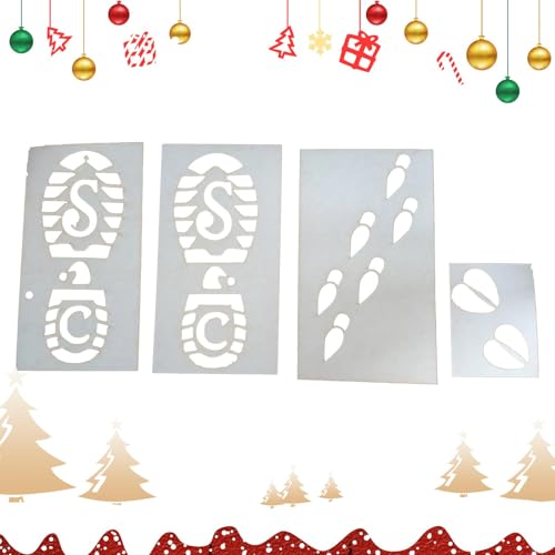 Plantilla de pie de Navidad, plantillas reutilizables de huellas de gnomo, pequeñas plantillas de Navidad, decoración de Navidad para manualidades y azulejos