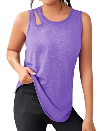 Gyabnw Camiseta Tirantes Mujer Deportiva Cuello Redondo Camiseta sin Mangas Ligero y Transpirable Tops Casuales para Todos los Días Ideal para Ejercicio