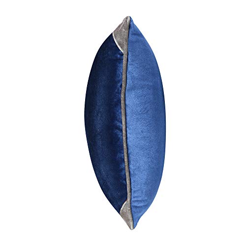 Image of Cazimo Velvet Cushion Covers for Bed, Sofa and Couch - 16 * 16 inches | Ideal for Living Room | Set of 2, Navy Blue