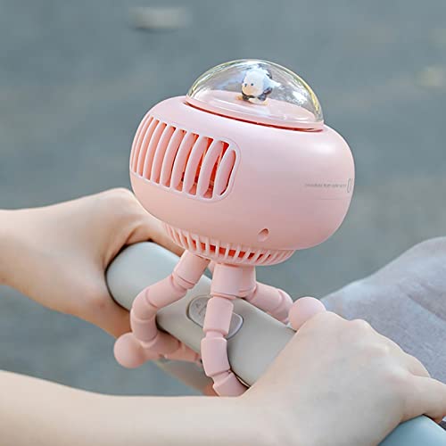 Mini Ventilador USB de 3600 mAh Recargable para Cochecito Rotación Automática de 130 ° Ventilador de Mano de 4 Velocidades para Exteriores Ventilador Turbo Silencioso Sin Aspas (rosa) Cover