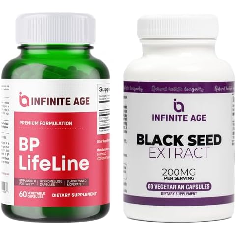 INFINITE AGE Wellness Bundle - Black Seed Oil Extract 200mg, BP Lifeline Heart Health Support Supplement 1030mg - Made in The USA Cover