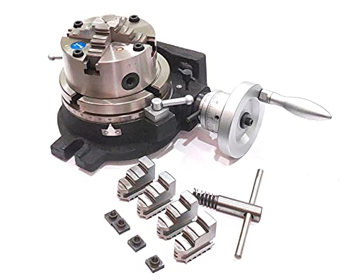 Image of Horizontal Vertical HV6 Rotary Table 6" Inch/ 150 mm With 125 mm 4 jaws self centering chuck with reversible set of Jaws