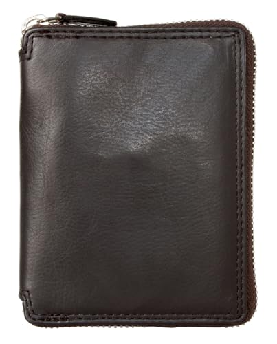 Brown Metal Zipper (Zip-around) Black Leather Wallet Kabana