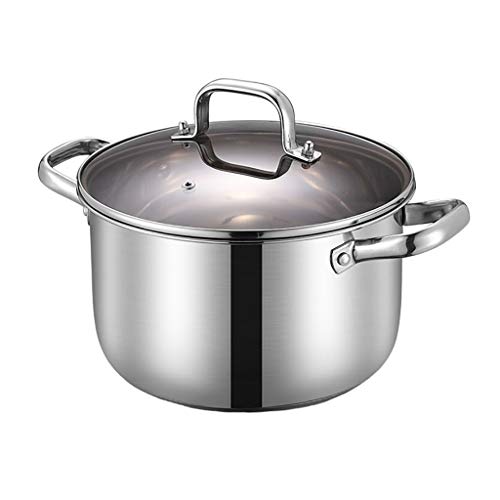 Pucheros con tapas, puchero, sopa de acero inoxidable olla de cocina Olla con tapa, Olla con dos asas resistentes al calor (Size : 22 * 21.5cm)