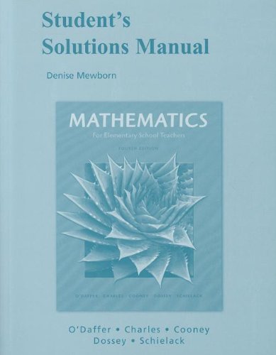 Student Solutions Manual for Mathematics for Elementary School Teachers
