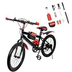 Rogonpdk Bicicleta infantil de montaña 20 pulgadas...: Sillín ajustable: la bicicleta de 20 pulgadas de esta bicicleta de 20 pulgadas es ajustable en altura de 63 a 76,2 cm y es adecuada para niños que miden entre 1,3 y 1,49 metros. No tiene que preocuparse de que su hijo crezca demasiado rápido y tenga ...
