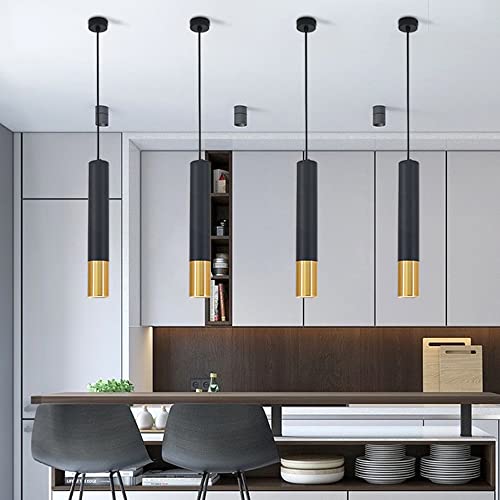 Chandelier noir LED suspension cuisine moderne luminaire tube tube - 3