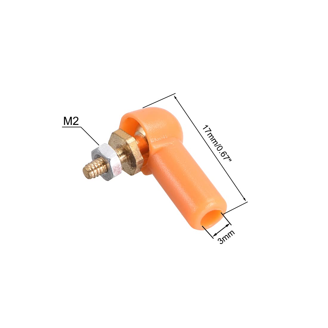 sourcing map 10uds 3mm/M2 Articulación Extremo Amarre Varilla Extremo Metal Bola Cabeza Amarillo para RC Barco Avión Robot