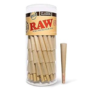 RAW Cones Classic 1-1/4 | 75 Pack | Natural Pre Rolled Rolling Paper with Tips & Packing Tubes Included