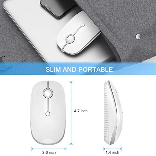 Vssoplor Type C Wireless Mouse, Dual Mode 2.4G Wireless Mouse Usb C Cordless Mice With Nano Usb And Type C Receiver Compatible With Pc, Laptop, Macbook And All Type C Devices-White Silver #TOP2