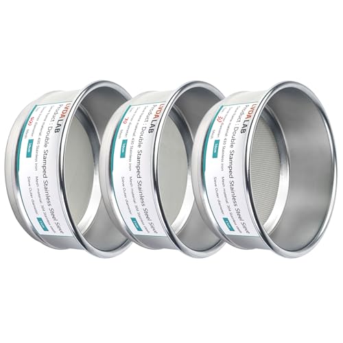 La Mejor Recopilación de Tamices los más recomendados. 45 Paquete de 3 tamices de laboratorio de malla de acero inoxidable 304, malla 400 0,0385 mm, malla 70 0,25 mm, malla 30 0,6 mm, tamiz de prueba de tamaño de poro, tamiz de prueba...