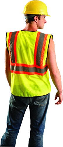 OccuNomix ECO-GC2T-Y4/5X High Visibility Value Mesh Two-Tone Hook & Loop Safety Vest, Class 2, 100% ANSI Polyester Mesh, 4X-Large / 5X-Large, Yellow