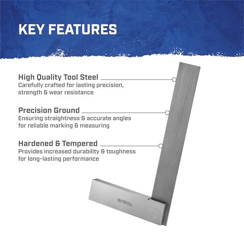 Faithfull Engineers Steel Try Square 150mm (6in) – Precision Ground, Hardened Steel Blade, Accurate Marking, Measuring & Layout Tool for Metalworking & Woodworking 4 Faithfull Engineers Steel Try Square 150mm (6in) – Precision Ground, Hardened Steel Blade, Accurate Marking, Measuring & Layout Tool for Metalworking & Woodworking - Image 4