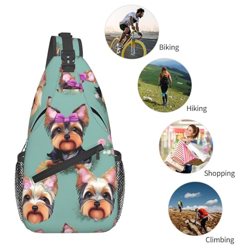 Mochila cruzada urbana Yorkie con estampado floral miniatura 6